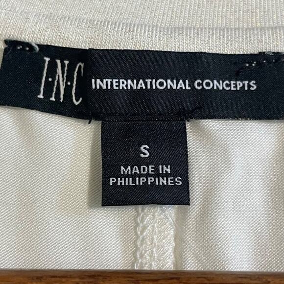 International INC Shirt V-Neck Washed White with Sheen Sleeveless Size Small - Picture 6 of 9